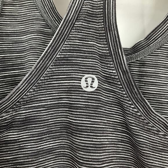 Lululemon Racerback Tank Top Black White Size 4 - Picture 4 of 5